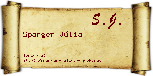 Sparger Júlia névjegykártya